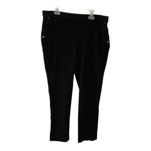 Anne Klein Black Leopard Pull On Print Pants - Size L